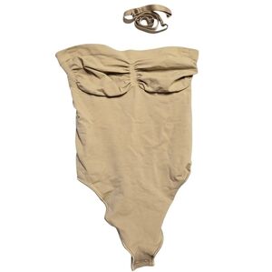 Skims Seamless Sculpt Strapless  Bodysuit Thong Shapewear Clay Tan Xlarge NWOT